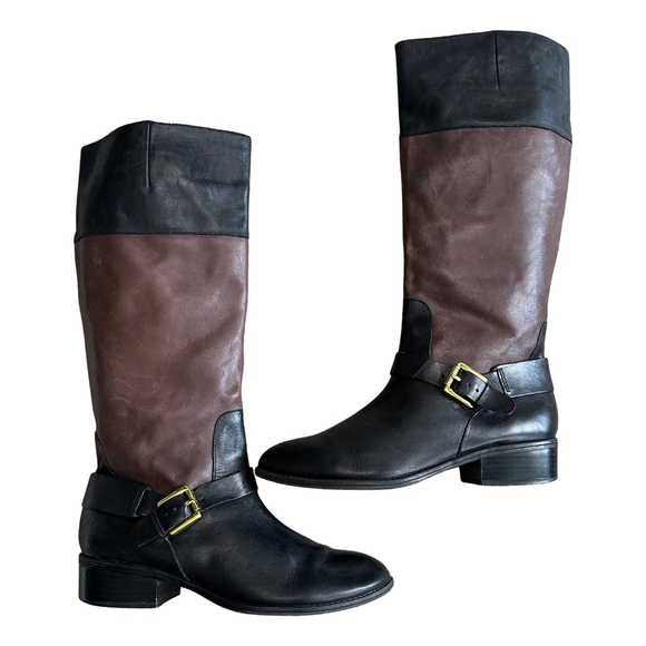Women's Lauren Ralph Lauren Heeled Boots 8.5 Black Brown - Picture 4 of 9